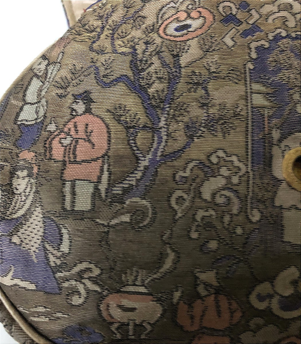 Vintage Fabric Pouch Bag China Art Nouveau Characters-photo-5