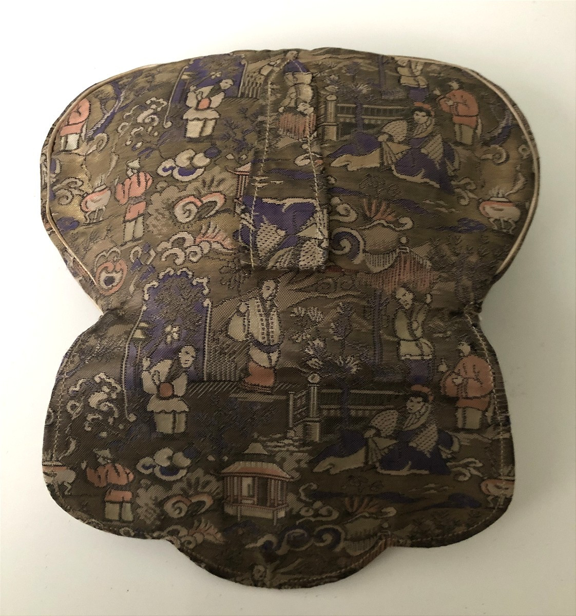 Vintage Fabric Pouch Bag China Art Nouveau Characters