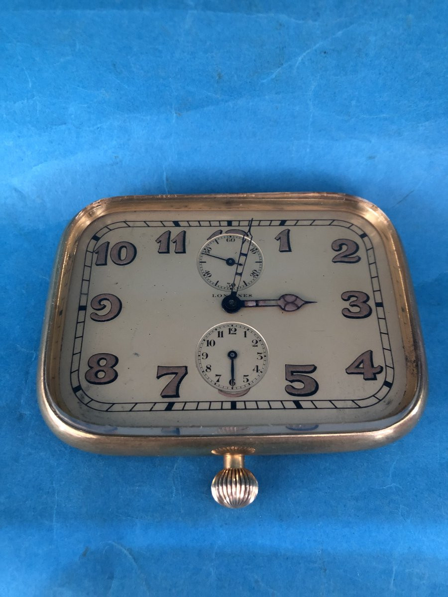 Longines Art Deco Gold-plated Metal Chronograph Alarm Watch With Numbered Ringing Sign-photo-4