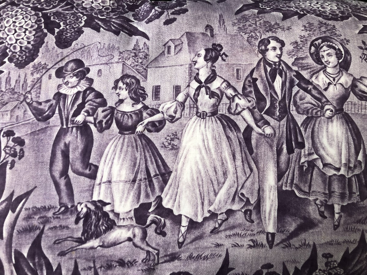 Antique Fabric Piano Set: Cushion And Keyboard Cover, Printed Early 19th Century. Music-photo-3