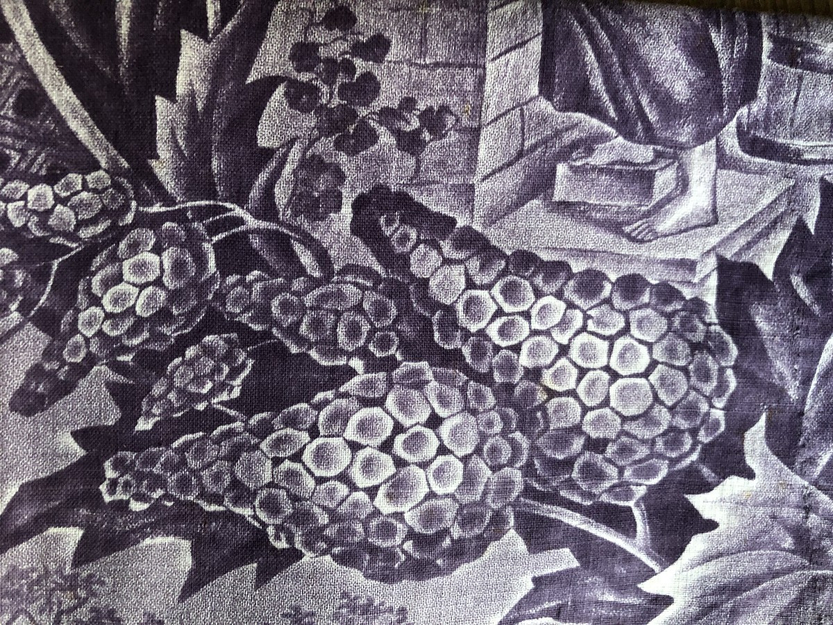 Antique Fabric Piano Set: Cushion And Keyboard Cover, Printed Early 19th Century. Music-photo-4