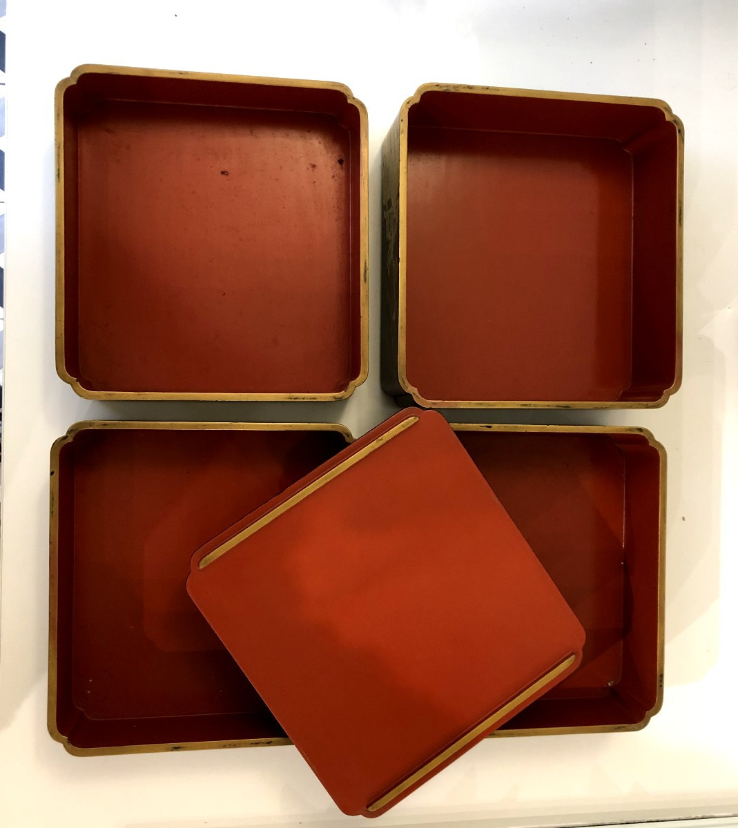 SAGE- JUBAKO NECESSAIRE DE TRANSPORT A PIQUE NIQUE BOITE EN LAQUE JAPONAIS GRUES ASIE-photo-1