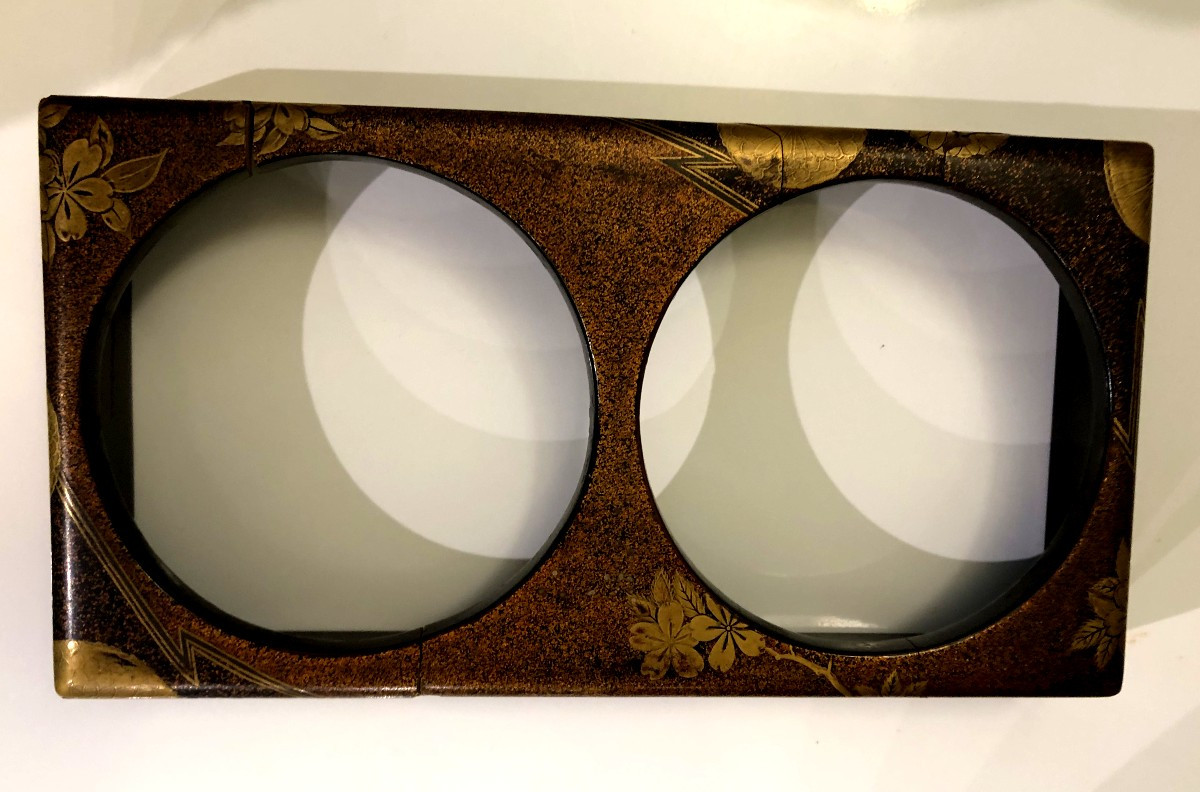 SAGE- JUBAKO NECESSAIRE DE TRANSPORT A PIQUE NIQUE BOITE EN LAQUE JAPONAIS GRUES ASIE-photo-3