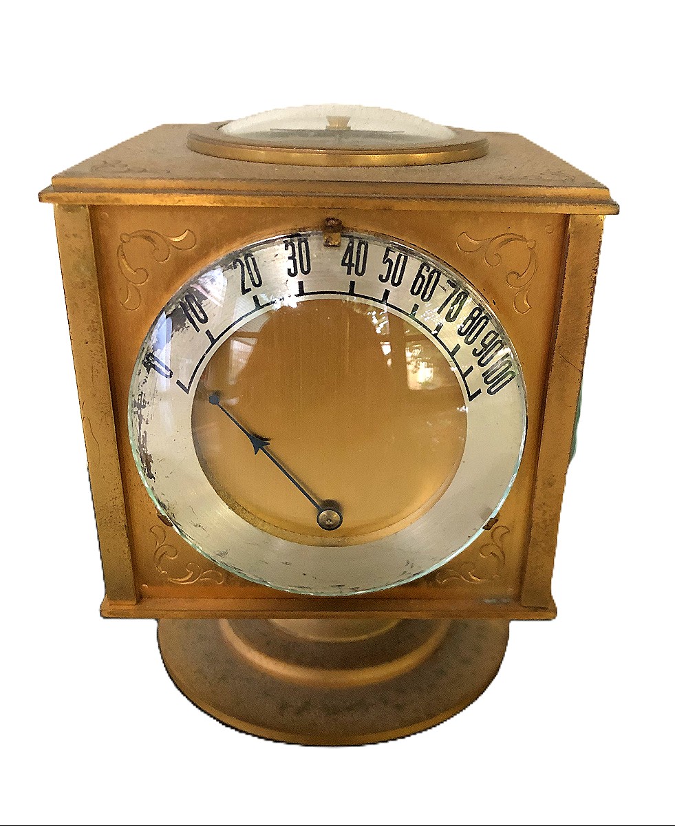 Hour Lavigne Bronze Desk Clock, Barometer, Hydrometer, Compass, And Thermometer-photo-2