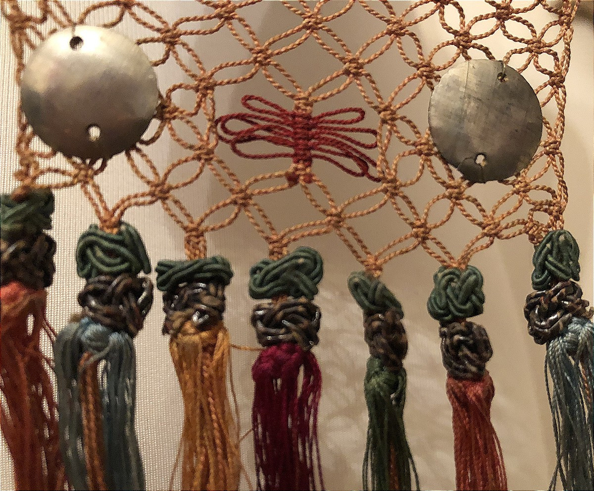 Antique Fabric, Embroidered Scarf, Chinese Go Game, Gold Thread-photo-4