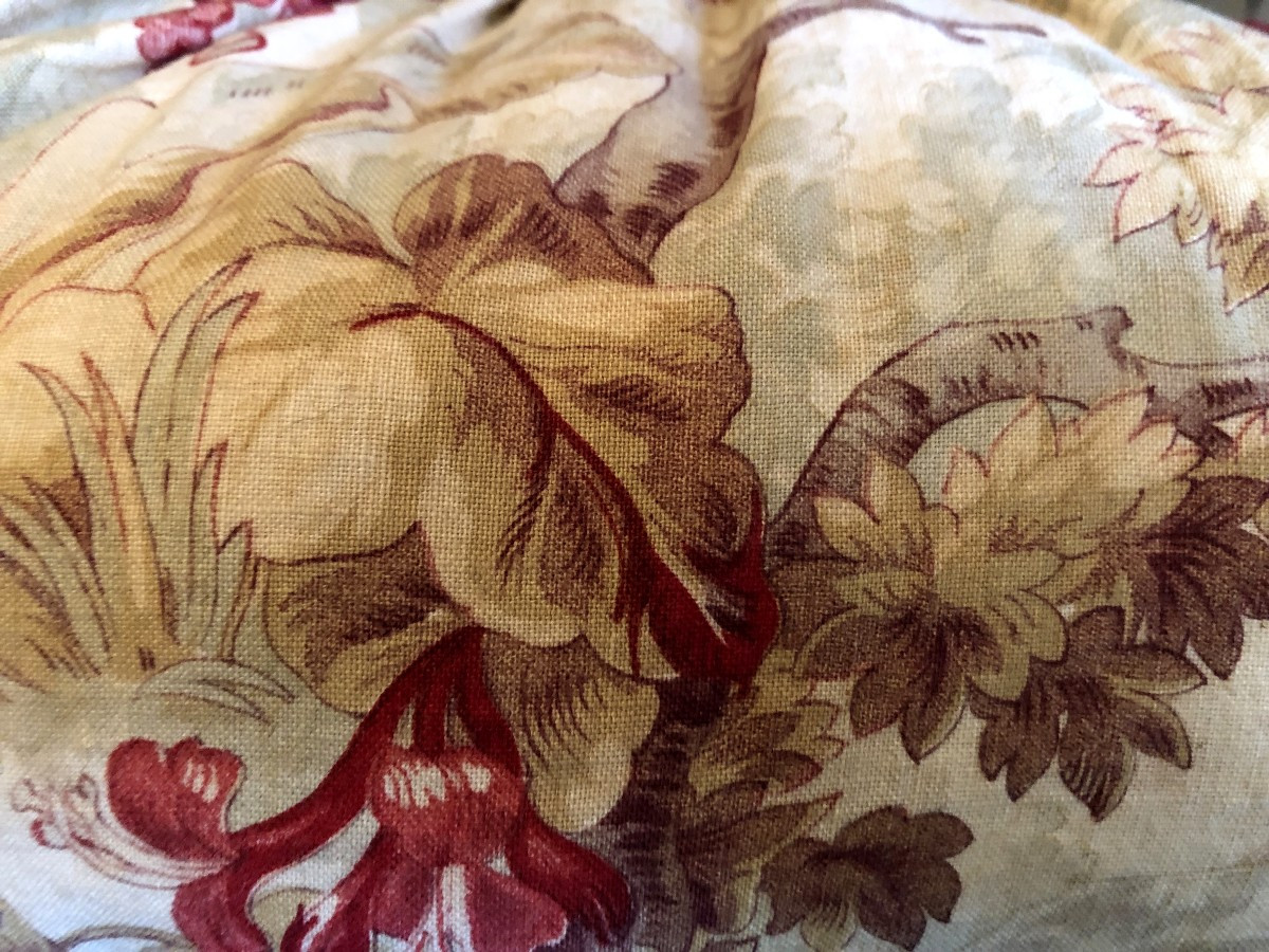 Vintage Fabric Handbag With Floral Print And Ivory Frame, Art Deco Style-photo-3