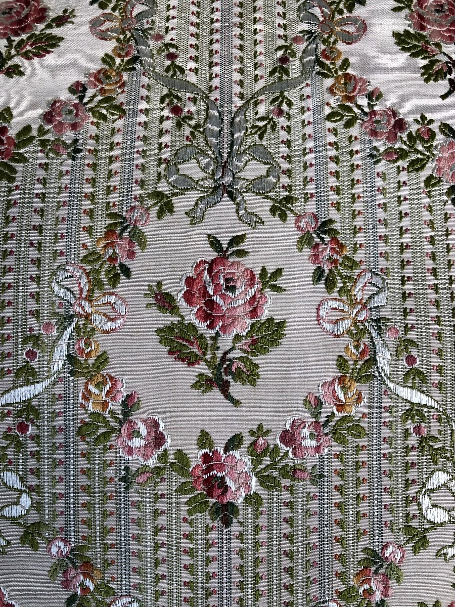 Vintage Fabric Pink Brocched Silk Cushion With Bow