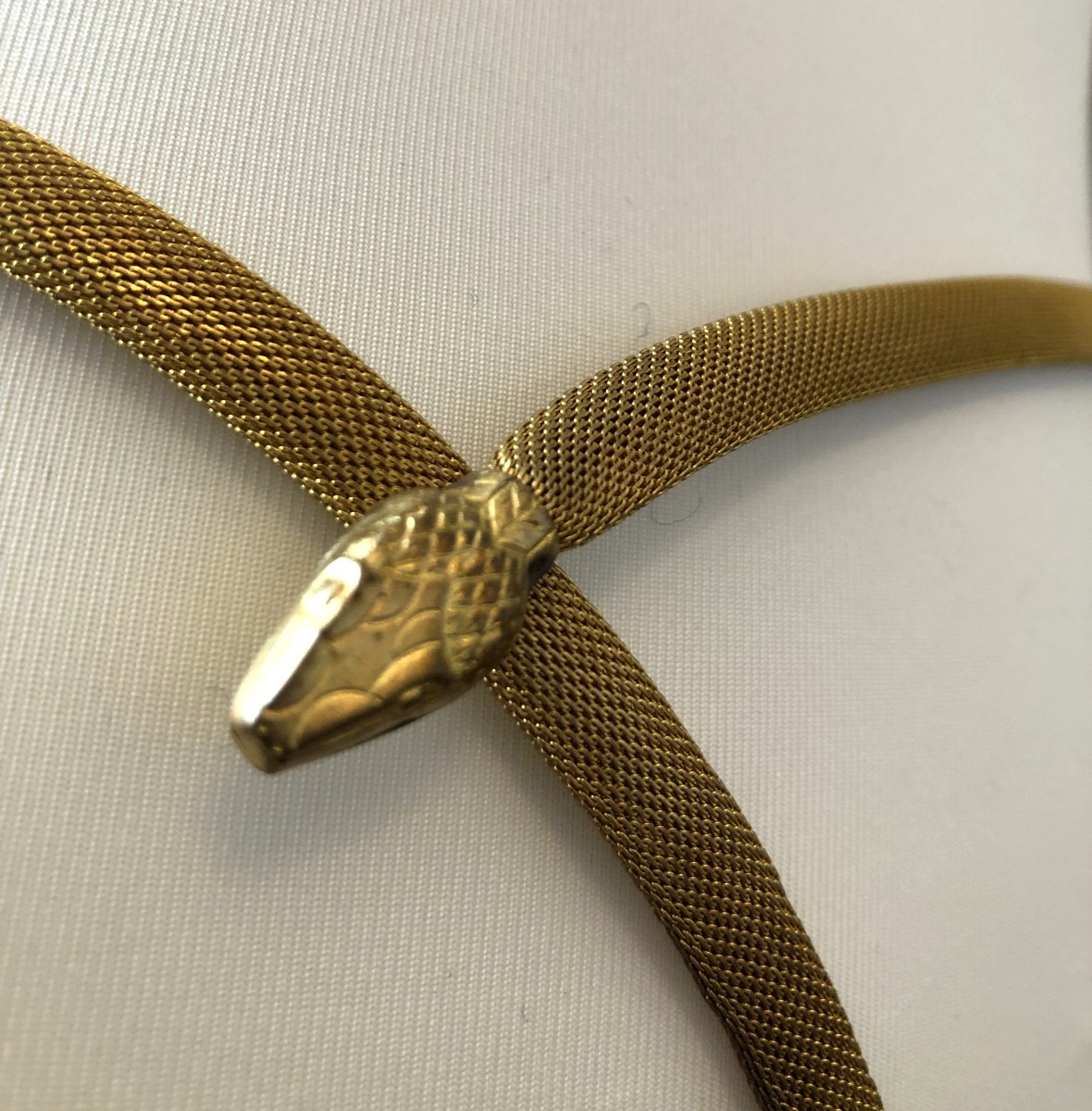 Art Nouveau Gold-plated Metal Snake Belt And Necklace-photo-1