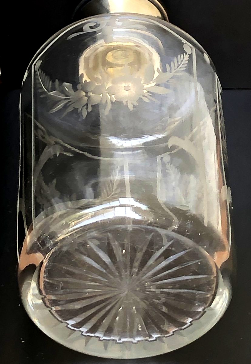 N° 1 FLACON EN CRISTAL TAILLE  BACCARAT ET ARGENT MASSIF PARFUM TOILETTE-photo-1