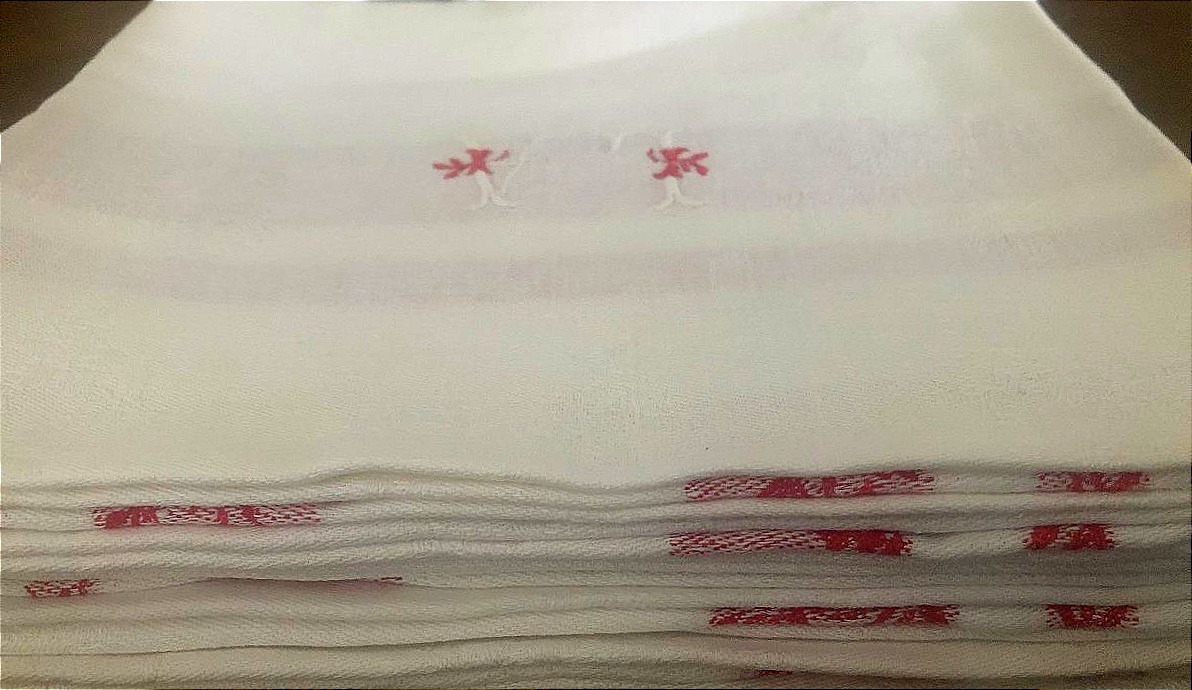 Antique Fabric 6 Damask Towels With Red Beds And Monograms-photo-1