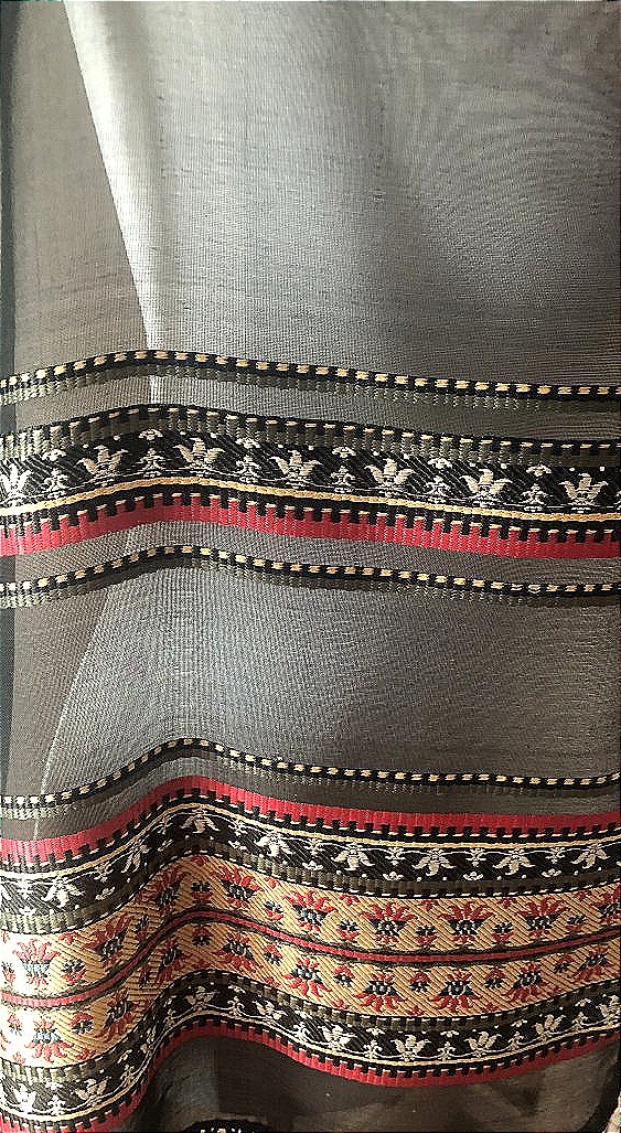 Vintage Fabric: Long Scarf Made Of Floral Broché Silk And Grenadine Silk-photo-4