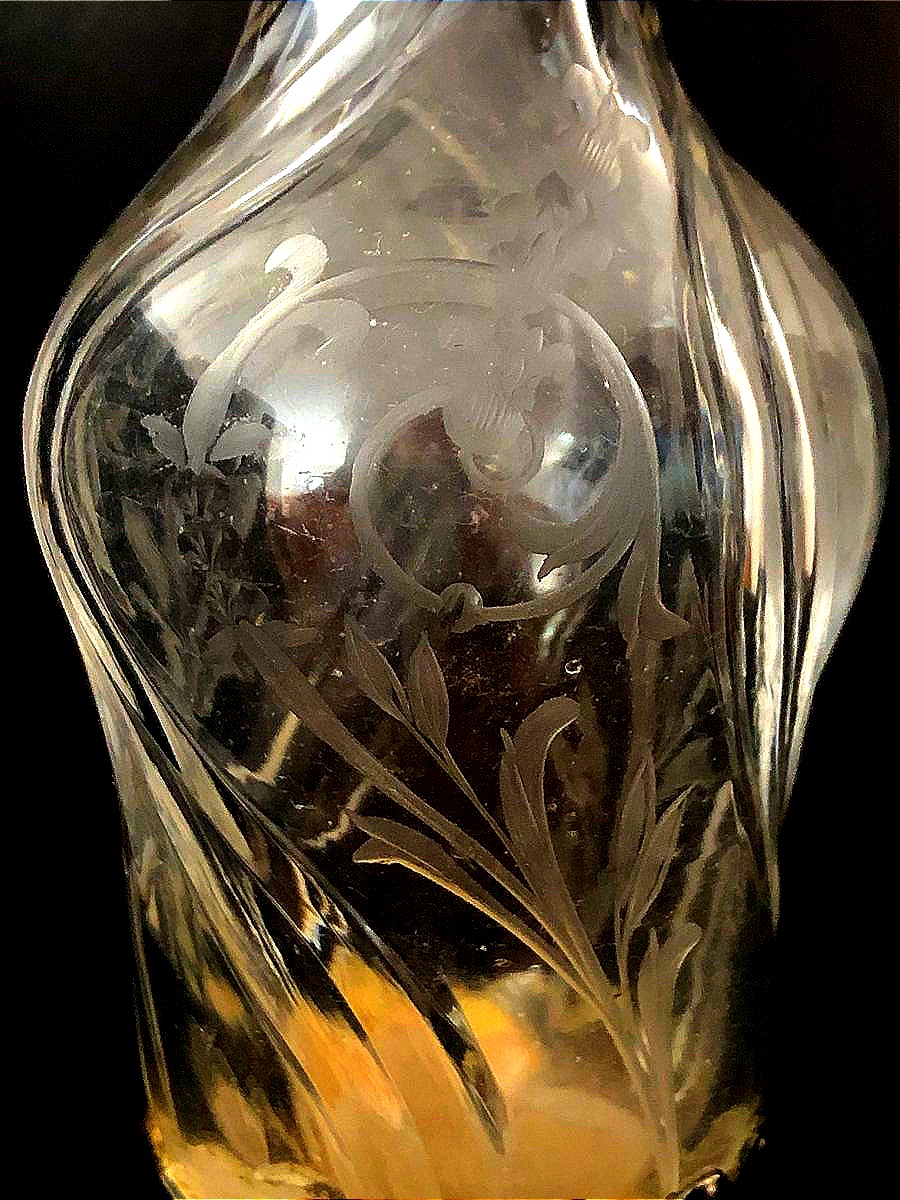 Perfume, Salt, Or Pamoison Bottle—solid Silver Crystal With Fleur-de-lis Design-photo-3
