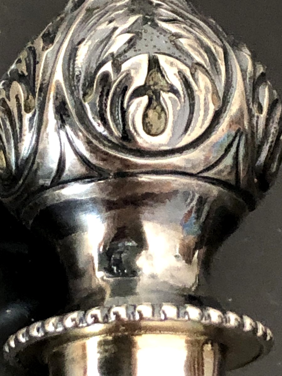 Perfume, Salt, Or Pamoison Bottle—solid Silver Crystal With Fleur-de-lis Design-photo-3