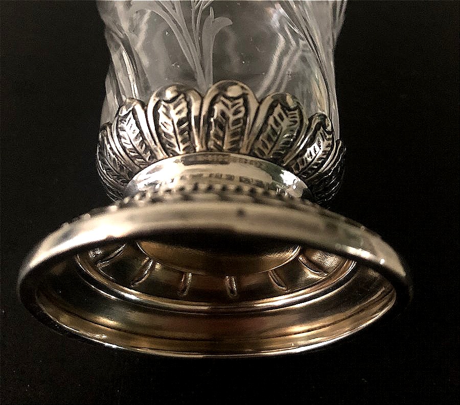 Perfume, Salt, Or Pamoison Bottle—solid Silver Crystal With Fleur-de-lis Design-photo-6