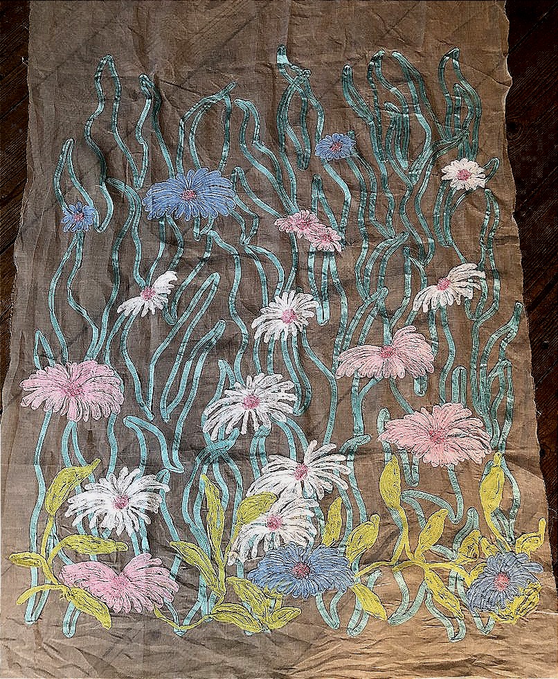 BRODERIE AUX CHRYSANTHEMES RUBAN DE SOIE-photo-3