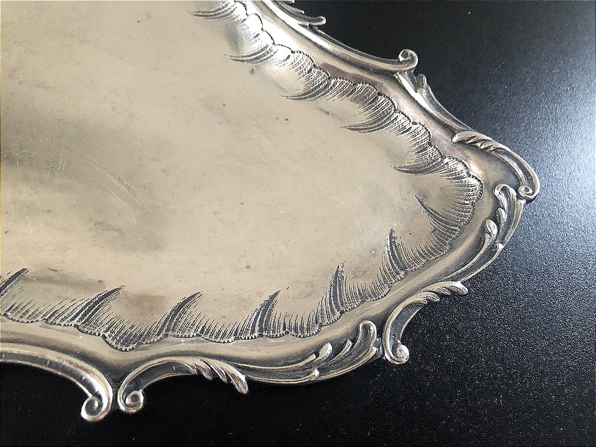Minerve Solid Silver Tray  Louis XV-style Card Holder Set With Rocaille Decoration-photo-3