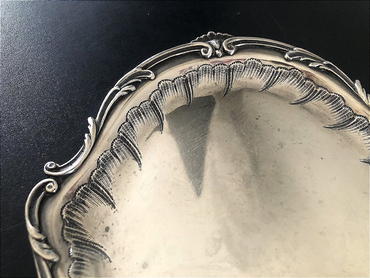 Minerve Solid Silver Tray  Louis XV-style Card Holder Set With Rocaille Decoration-photo-4