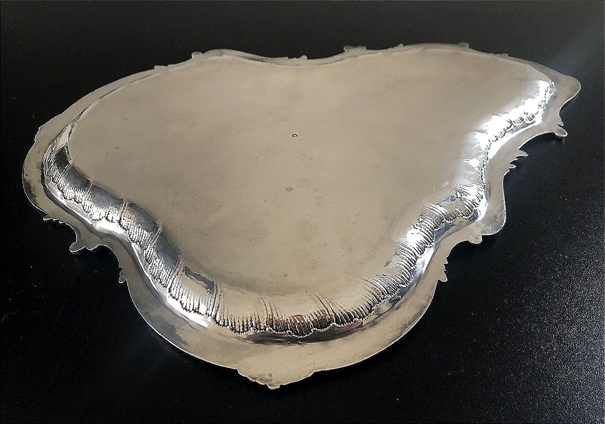 Minerve Solid Silver Tray  Louis XV-style Card Holder Set With Rocaille Decoration-photo-1