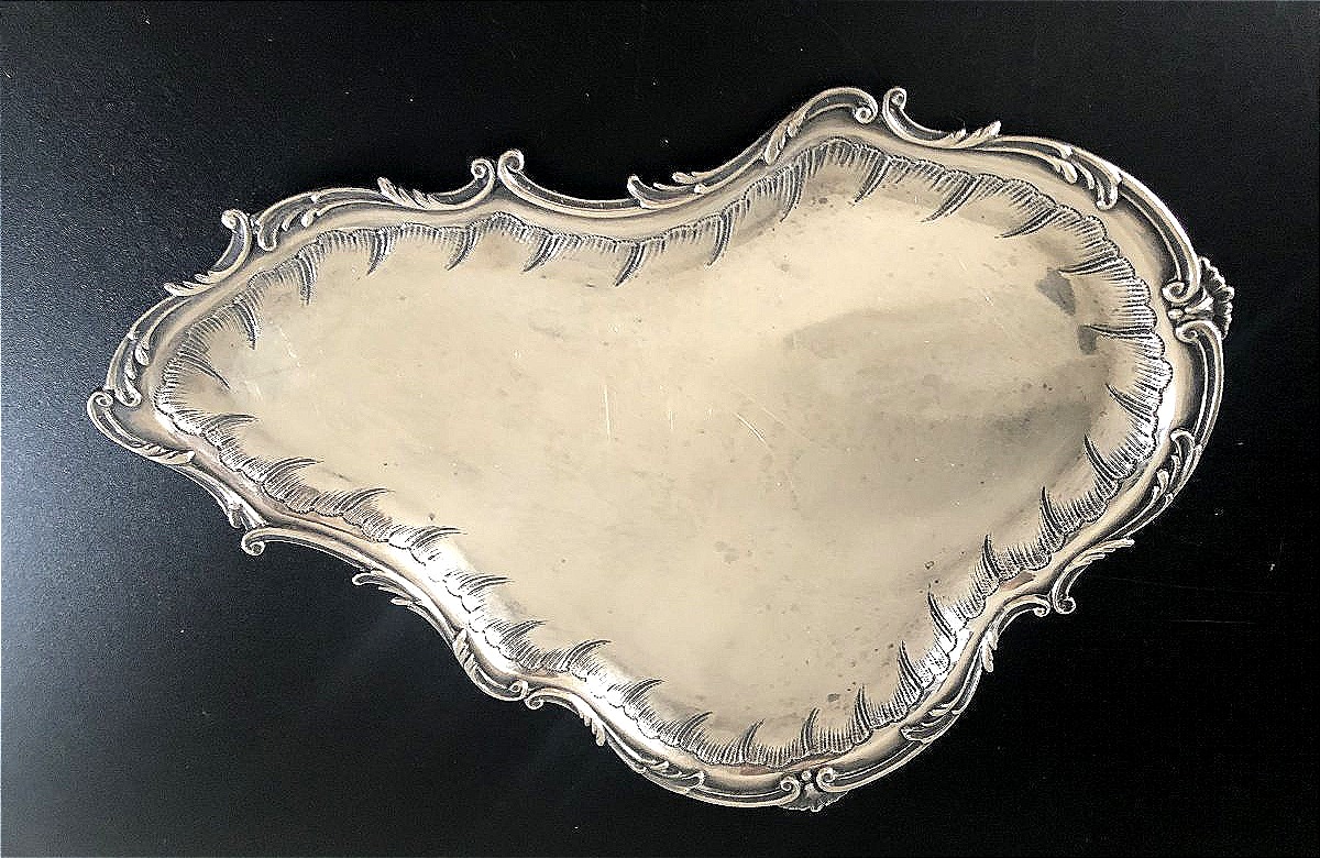 Minerve Solid Silver Tray  Louis XV-style Card Holder Set With Rocaille Decoration-photo-3