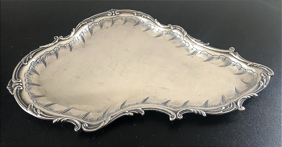 Minerve Solid Silver Tray  Louis XV-style Card Holder Set With Rocaille Decoration