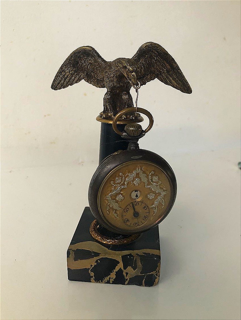 PORTE MONTRE DE GOUSSET ANIMALIER AIGLE EN BRONZE-photo-3
