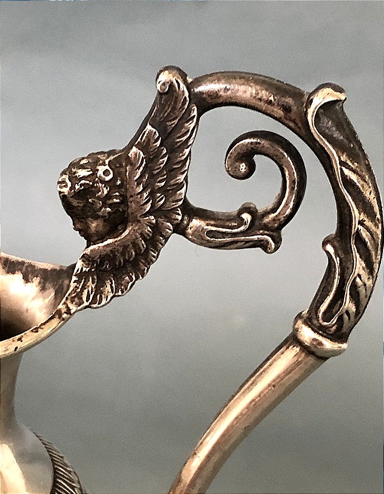 AIGUIERE VERSEUSE EN ARGENT MASSIF MINERVE PUTTO ANGE XIXème SIECLE-photo-4
