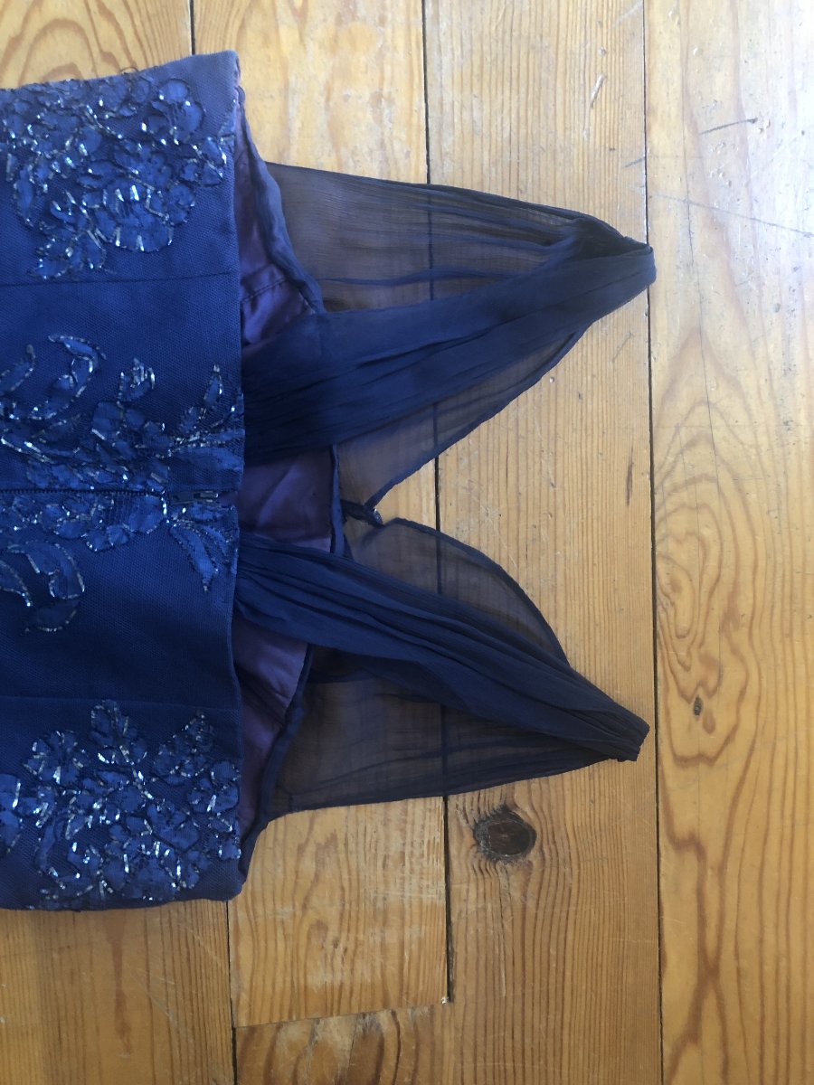 1950s Couture Cocktail Dress With Sparkling Embroidery-photo-8