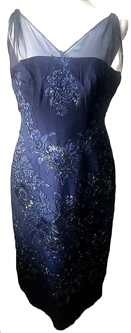 1950s Couture Cocktail Dress With Sparkling Embroidery
