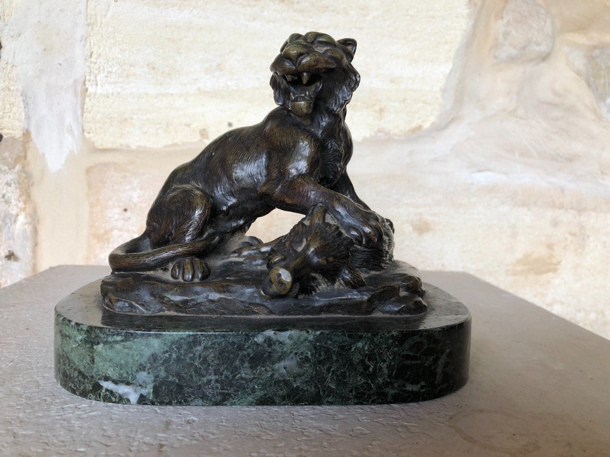 Sculpture Marble Bronze Animal Dlg De Barye Lioness And Boar Old Cast Iron XIXth Century-photo-6