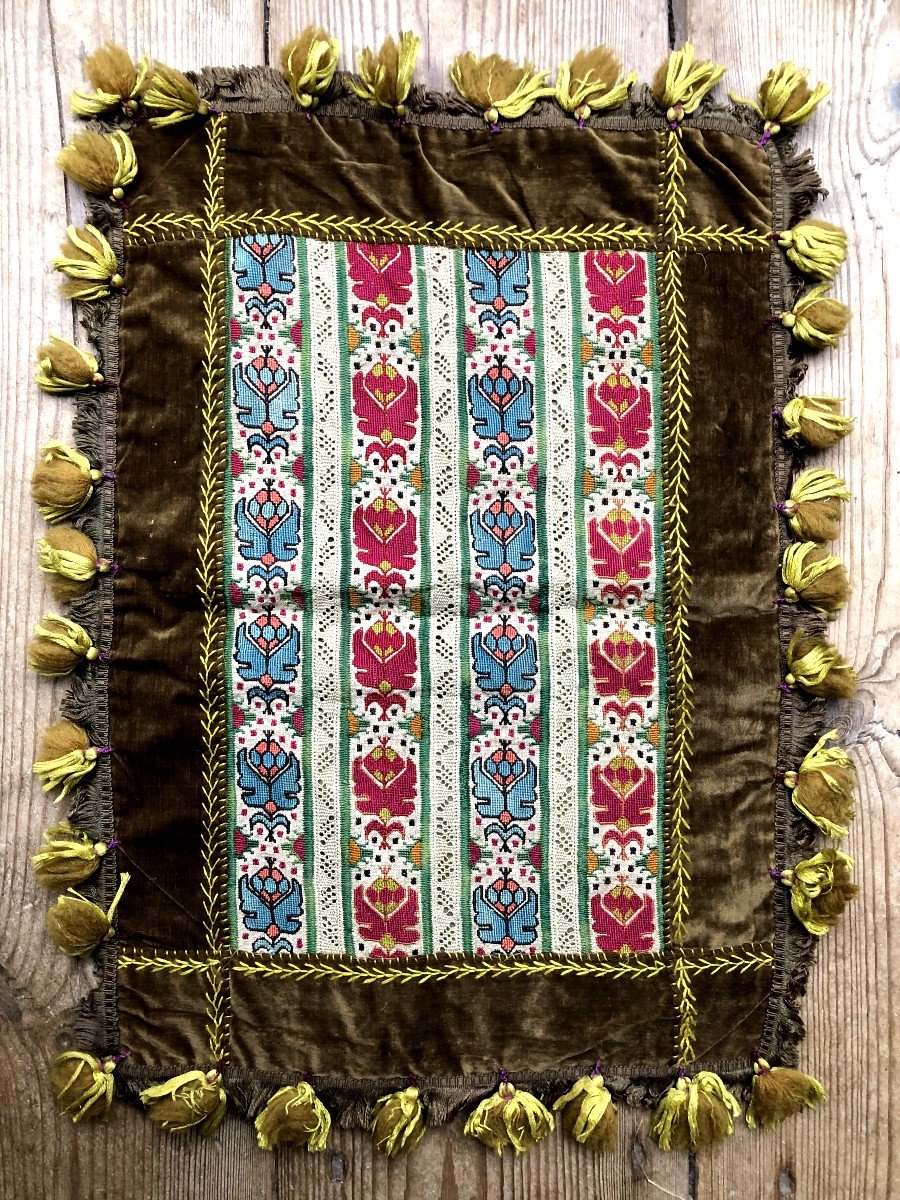 Old Textile Embroidery XVIIIth Century Petit Point Dentelle-photo-4