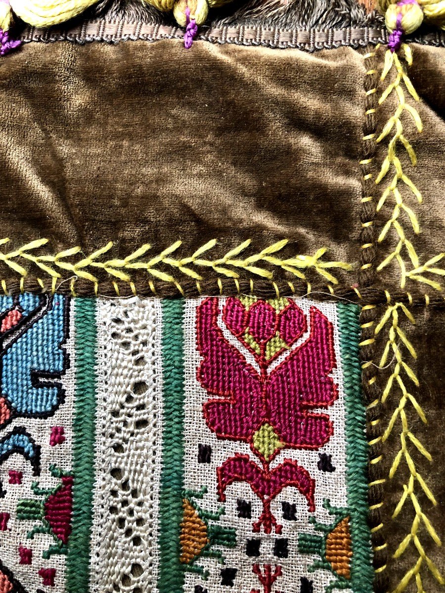 Old Textile Embroidery XVIIIth Century Petit Point Dentelle-photo-2