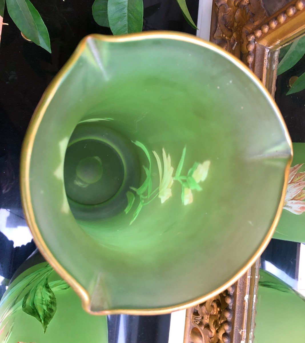 Legras grande Paire de Vase en verre Emaille art nouveau XIXème Siècle a décor de fleurs-photo-4