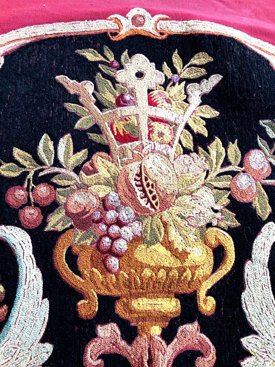 Textile Tapestry Trim Armchair XIXth Century Griffin Head Ducal Crown-photo-4