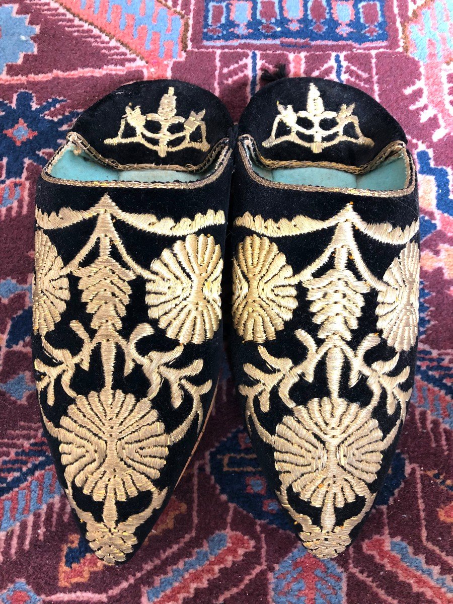 Slipper Embroidery Morocco Metallic Thread Shoe