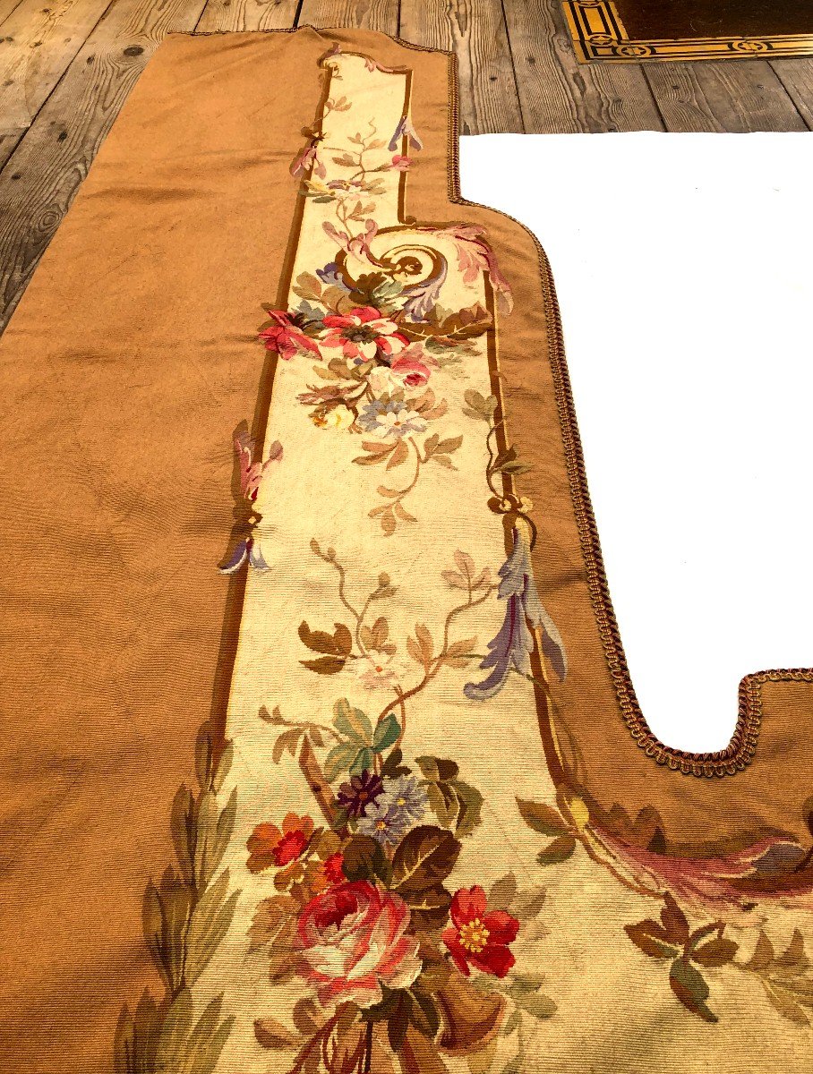 No 1 Tapestry Aubusson XIXth Century Portiere Cantonniere Musical Instrument Flower-photo-4