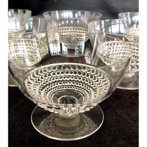 Rene  Lalique 6 Nippon Crystal Champagne Glasses 