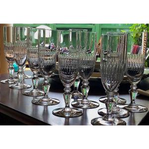 BACCARAT 12 FLUTES A CHAMPAGNE CRISTAL TAILLE