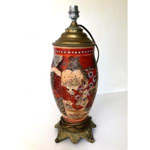Satsuma Porcelain Lamp Base Meiji Period Japan