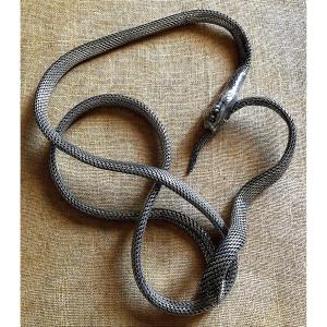 BIJOUX ANCIENNE CEINTURE SERPENT ART NOUVEAU  METAL ARGENTE 