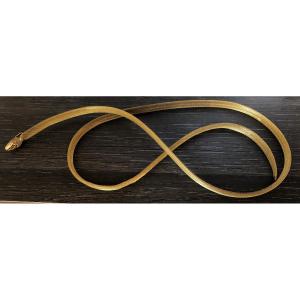 Art Nouveau Gold-plated Metal Snake Belt And Necklace