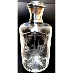 N° 1 FLACON EN CRISTAL TAILLE  BACCARAT ET ARGENT MASSIF PARFUM TOILETTE