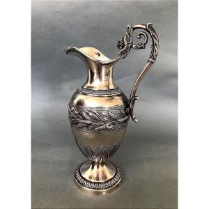 AIGUIERE VERSEUSE EN ARGENT MASSIF MINERVE PUTTO ANGE XIXème SIECLE