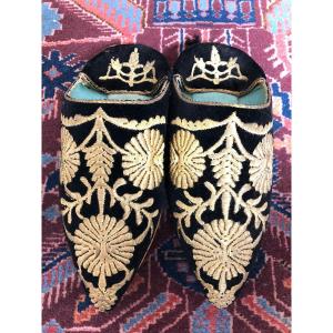 Slipper Embroidery Morocco Metallic Thread Shoe