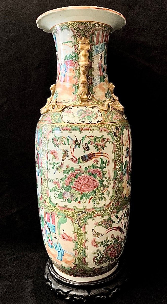 Vase Du 19ème Siècle En Céramique Colorée - Chine - Hauteur 61 Cm-photo-2