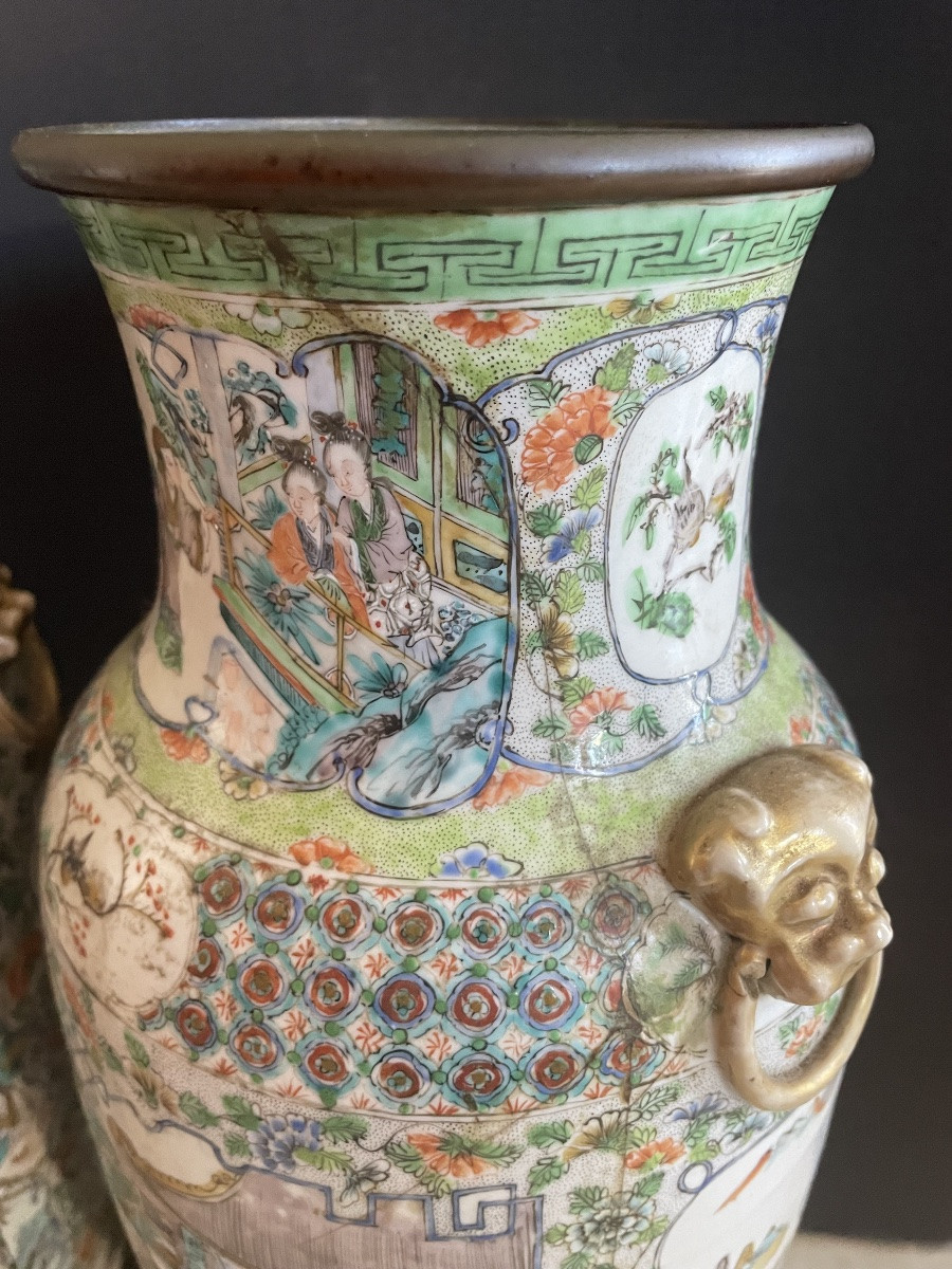 Paire de vases en porcelaine de chine. 19ème siecle-photo-2