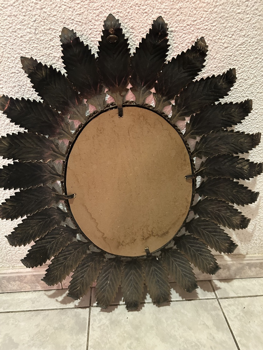 Miroir   Soleil en fer noire.  années 1960-photo-2