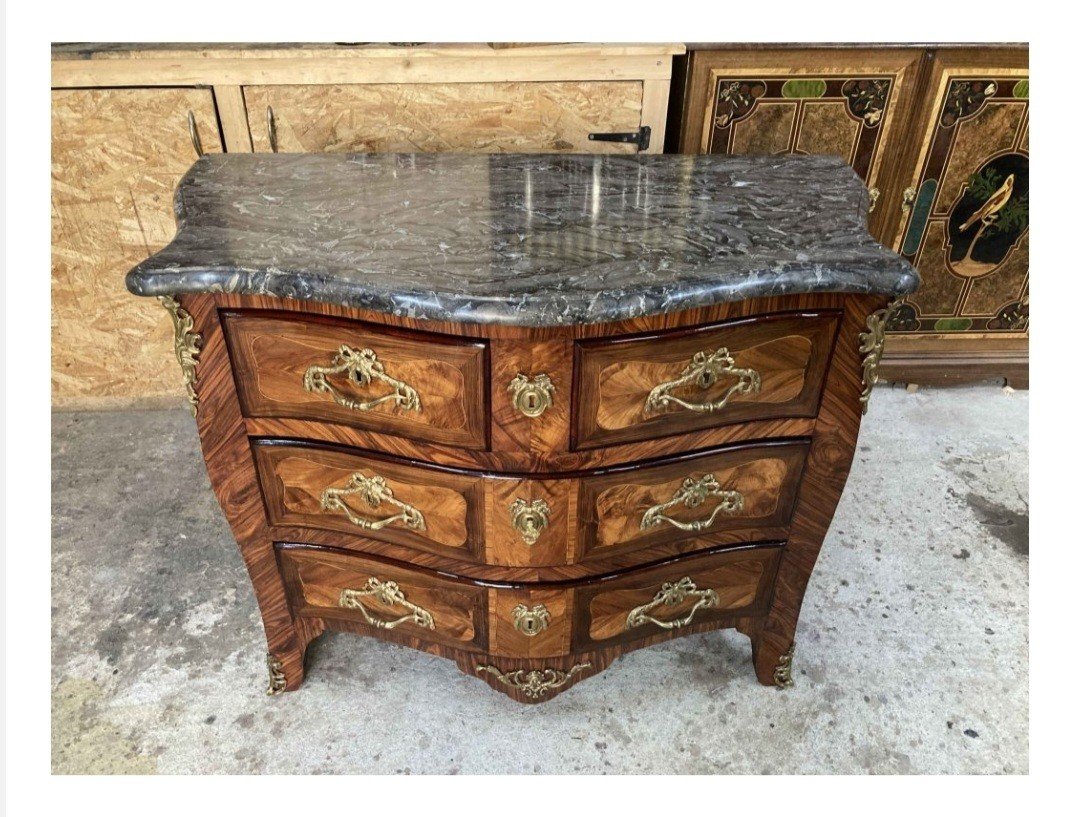 Commode En Bois De Placage , époque Louis XV-photo-2