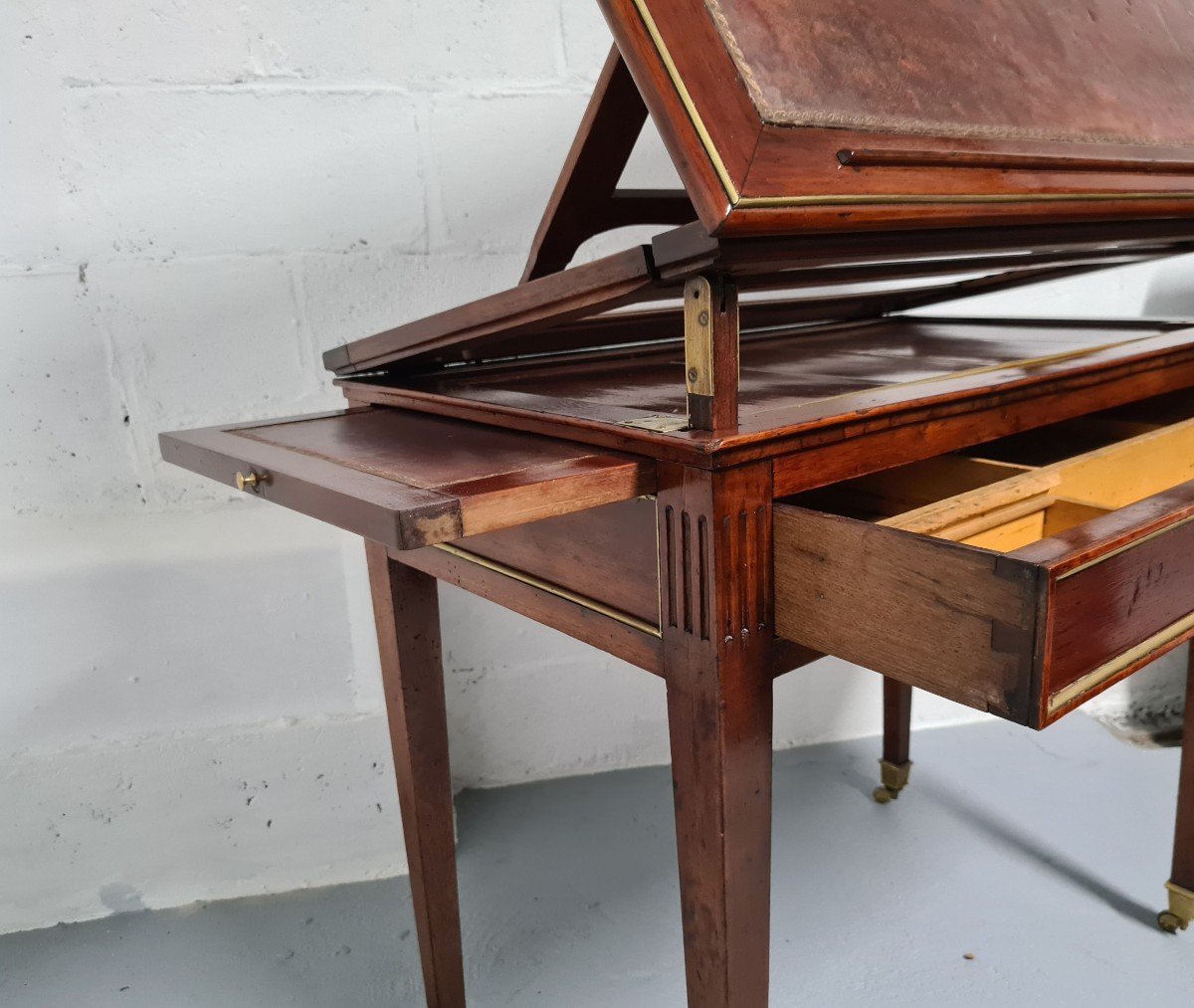 Architect's Table Known As "à La Trochin" In Cuban Mahogany, Late Louis XVI Period,-photo-5