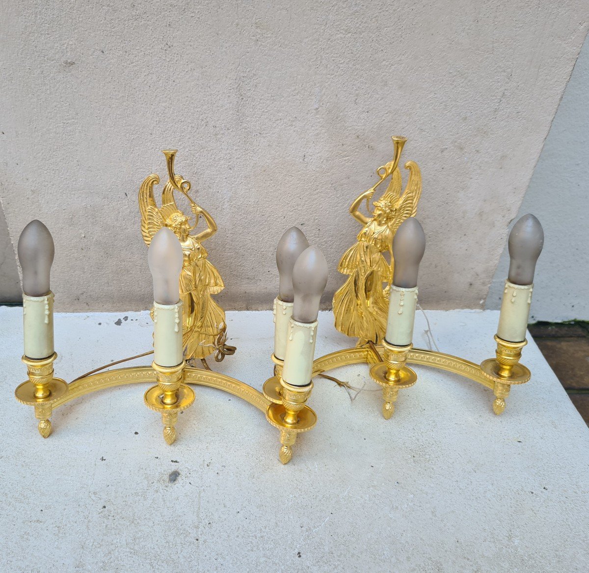 Pair Wall Lamp In Gilt Bronze Empire Style, 1st Half XIXth.-photo-2