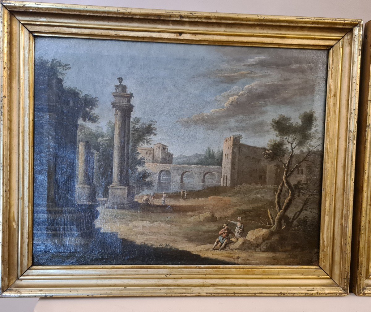 Paire De Toiles Italie Milieu Du XVIIIème Att Giacomo Van Lint (1723-1780)- Environs De Rome-photo-4